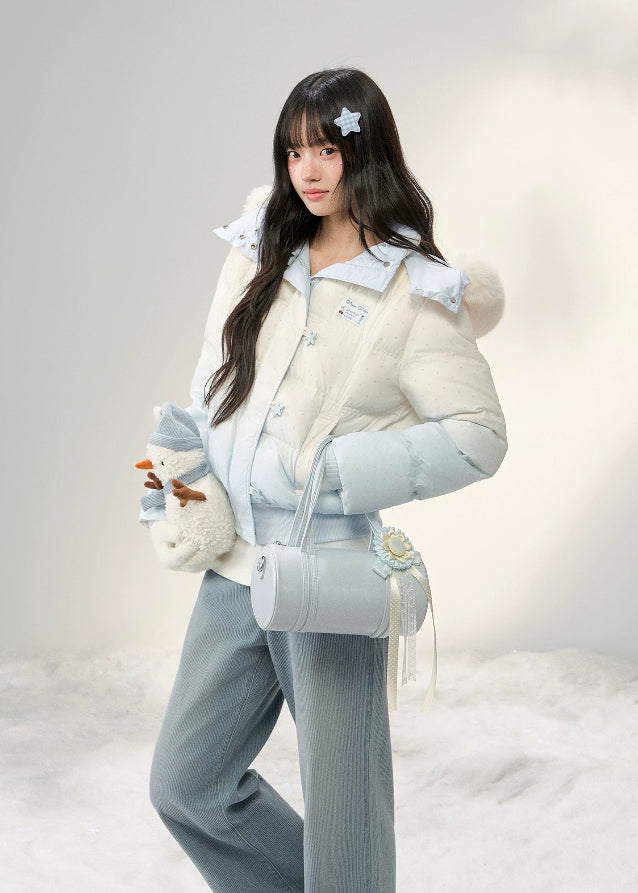 Stardust Frost Gradient Fur-Collar Down Jacket - szxrfrp