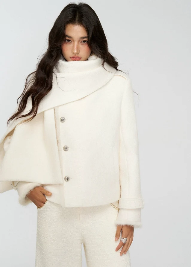 Winter Pearl Draped Wool Jacket - szxrfrp